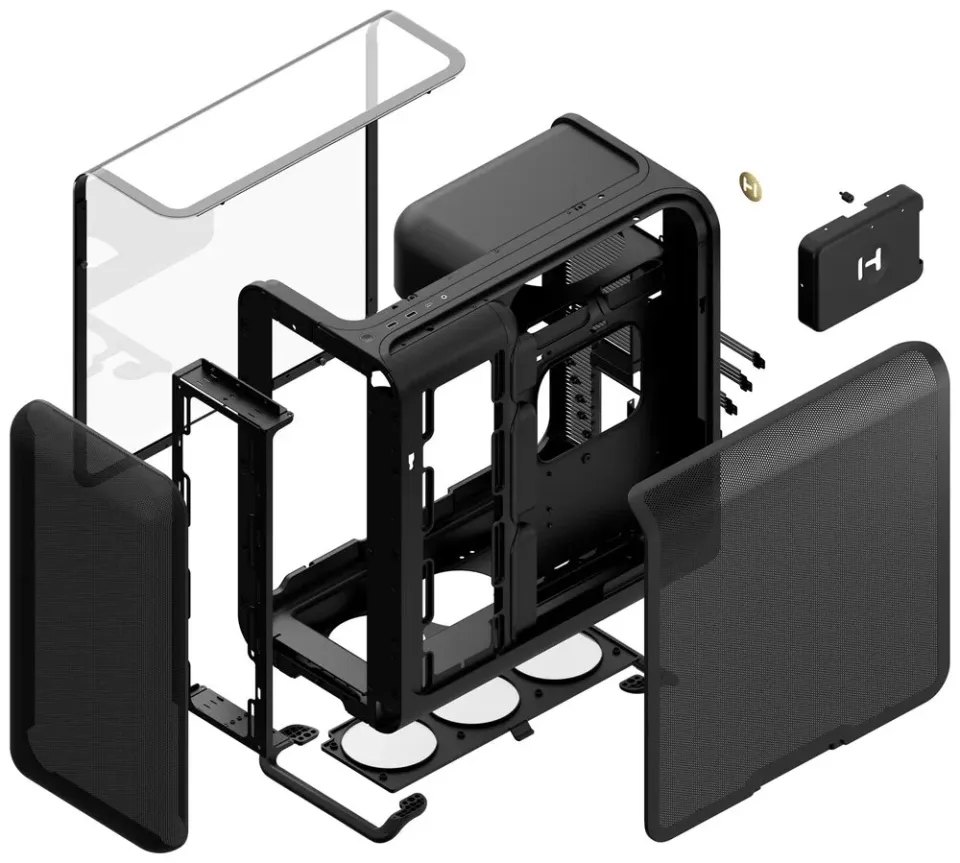 HYTE skříň X50 Pitch Black / prosklená zaoblená bočnice / bez zdroje / 1x USB-C / 2x USB-A