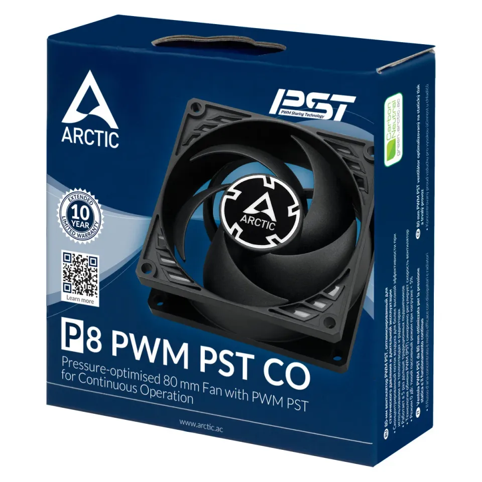ARCTIC P8 PWM PST CO Case Fan - 80mm standard PWM case fan with double ball bearing technology