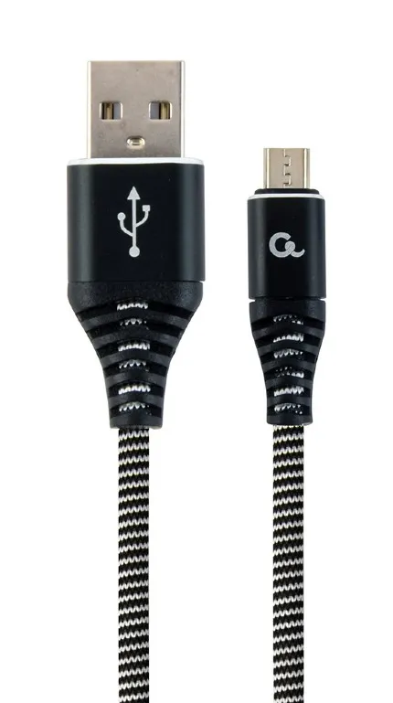 GEMBIRD CABLEXPERT Kabel USB 2.0 AM na MicroUSB (AM/BM), 1m, opletený, černo-bíl