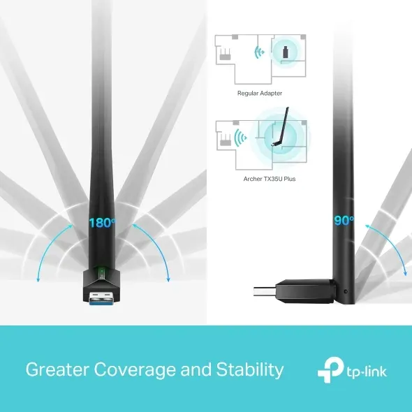 TP-Link Archer TX35U PLUS Bezdrátový vysoce ziskový USB adaptér AX1800