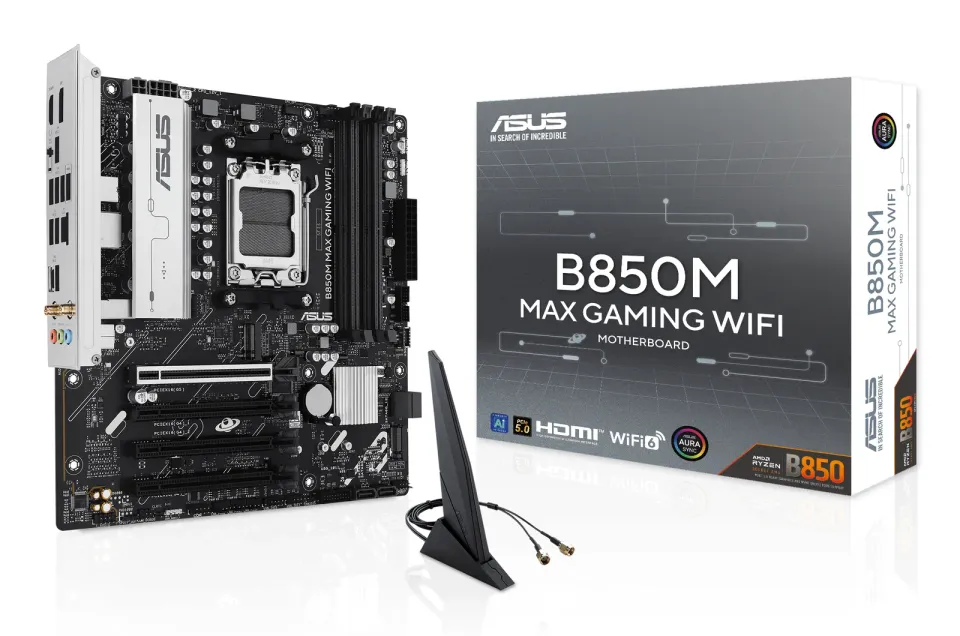 ASUS MB Sc AM5 B850M MAX GAMING WIFI, AMD B850, 4xDDR5, 1xDP, 1xHDMI, WiFi, mATX