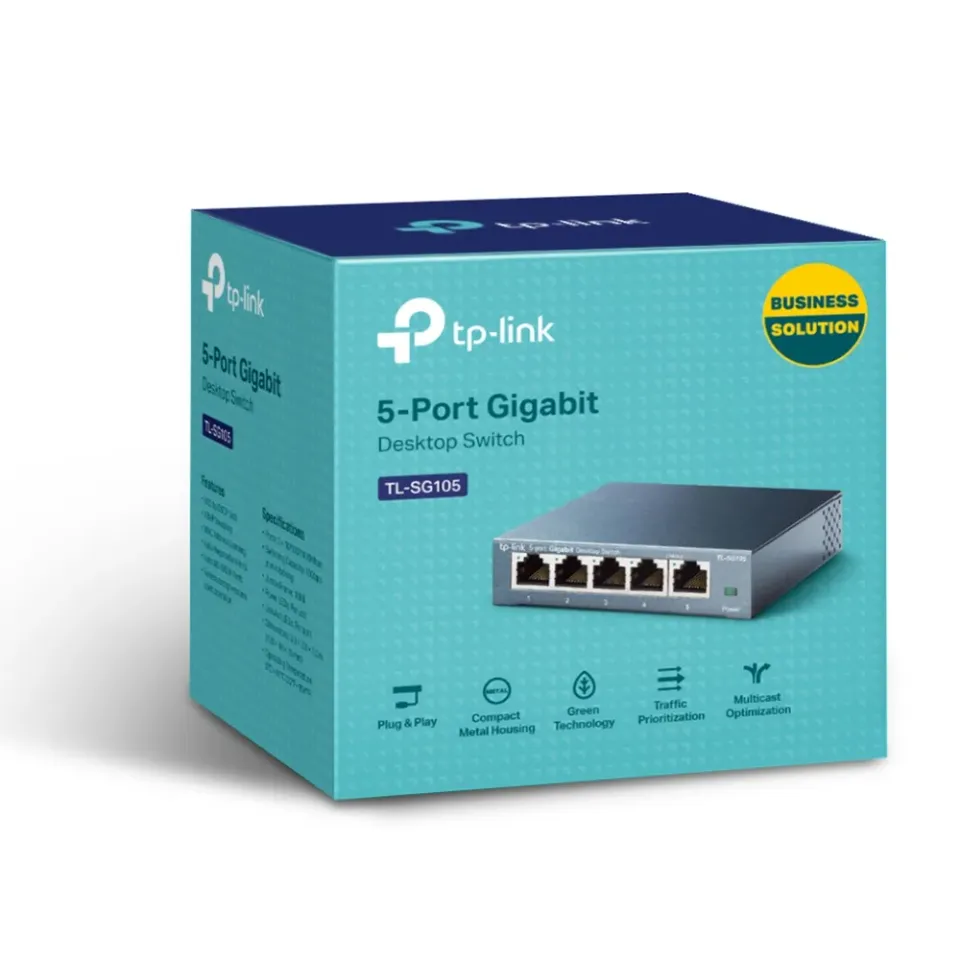 TP-LINK TL-SG105 GBit switch, 5x 10/100/1000Mbps 5port, steel case