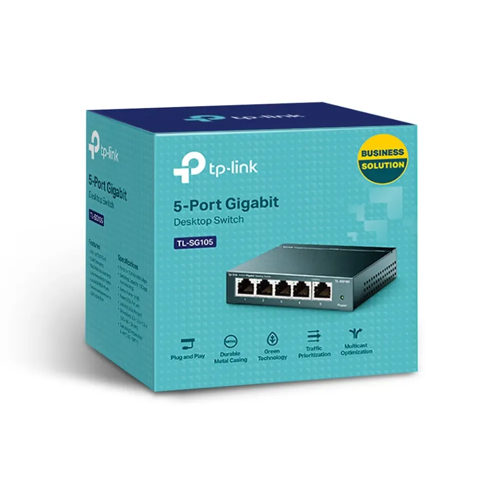 TP-LINK TL-SG105 GBit switch, 5x 10/100/1000Mbps 5port, steel case