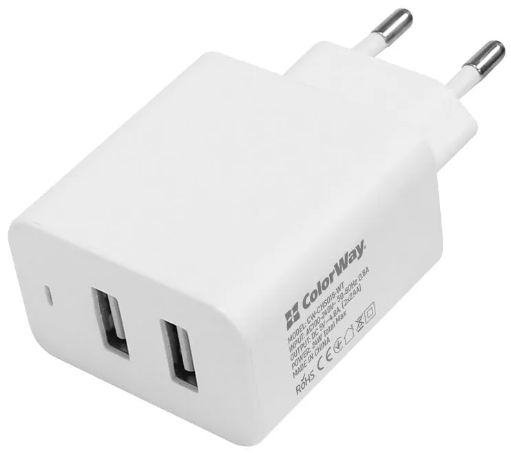 COLORWAY 2x USB síťová nabíječka/ 100V-240V