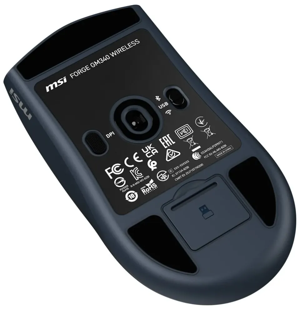 MSI herní myš FORGE GM340 Wireless Navy/ bezdrátová/ 12.000 dpi/ 2,4GHz/ BT5.2/ USB/ 6 tlačítek/ tmavě modrá
