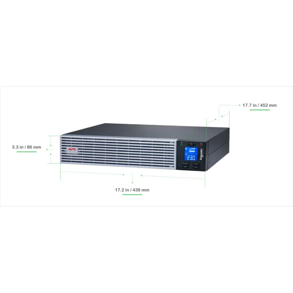 APC Easy UPS On-Line, 1000VA/900W Li-ion, Rack/Tower 2U, 230V, 6 IEC C13 outlets, Intelligent Card Slot, W/ rail kit