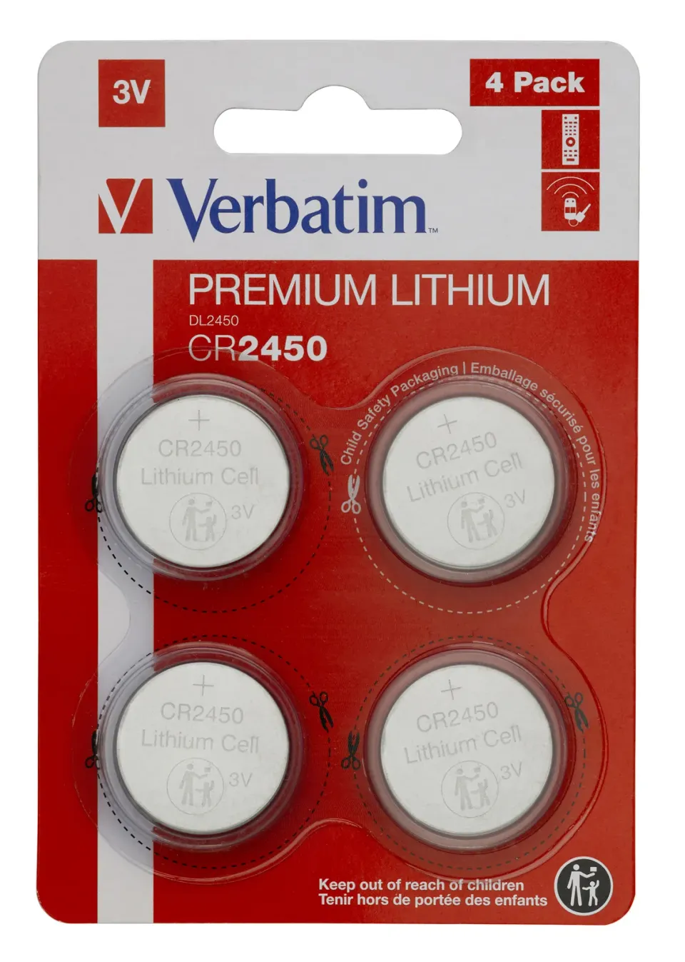 VERBATIM Lithium baterie CR2450 3V 4 Pack