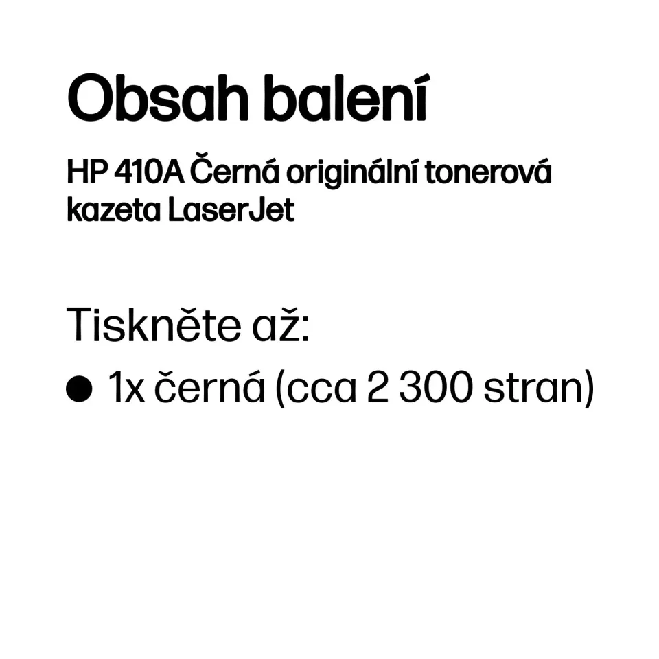 HP CF410A black toner č.410A malý cca 2300 str. (HP CLJ M477, M452, M377dw, černá)