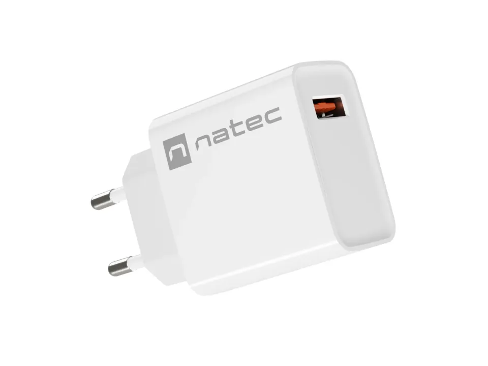 Universální nabíječka Natec RIBERA 18W 1X USB-A, bílá