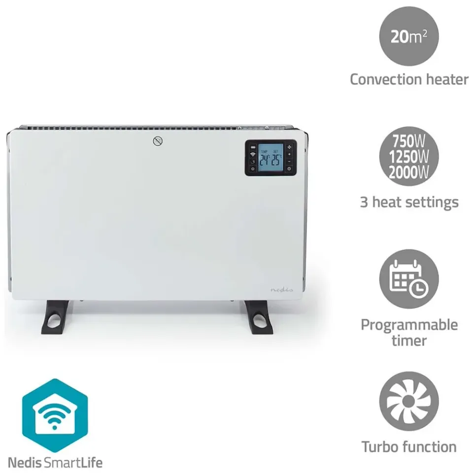 Nedis HTCO50WTW - Chytré Wi-Fi Konvekční Topné Těleso | Termostat | 3 Nastavení