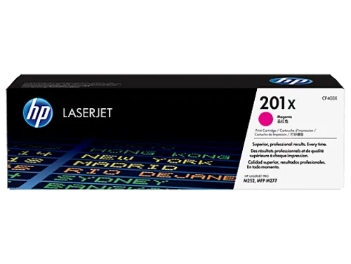 HP CF403X originální toner purpurový č.201X velký cca 2300 str. (HP CLJ M252, M277, M274, magenta, ColorSphere 3 Jetintelligence )