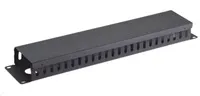 19" vyvazovací panel 2U, celokovový s krytem 90x45mm, průchozí, černý