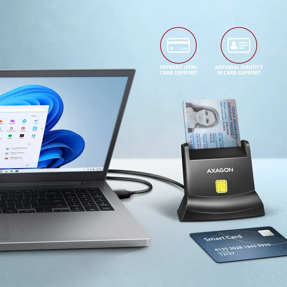 AXAGON CRE-SM4N, USB-A StandReader čtečka kontaktních karet Smart card (eObčanka