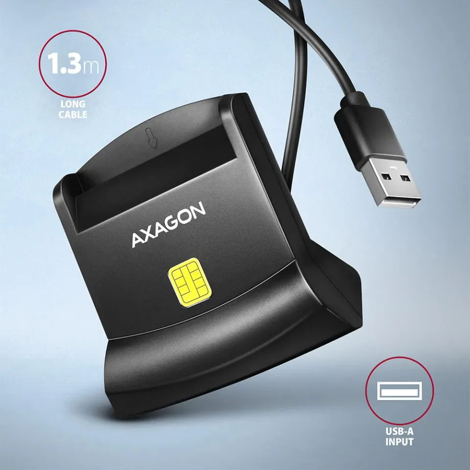 AXAGON CRE-SM4N, USB-A StandReader čtečka kontaktních karet Smart card (eObčanka
