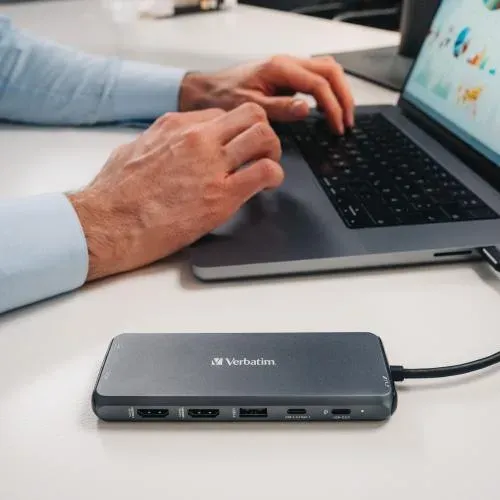 VERBATIM Hub USB-C Pro Multiport 5 Port, 2x USB 3.2, 1x USB-C, HDMI, RJ45, šedá