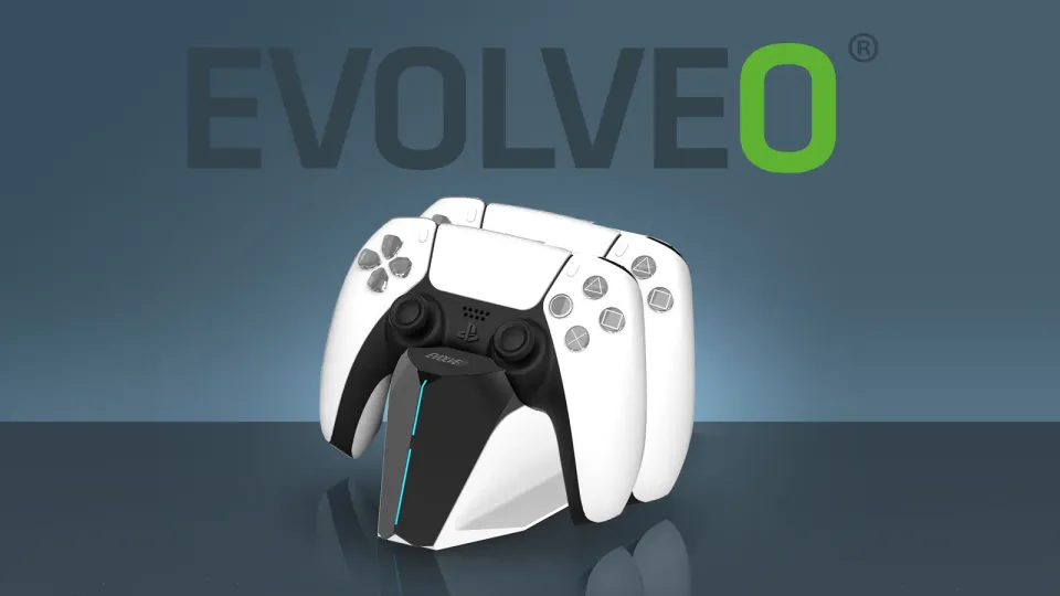 EVOLVEO DockCharge, nabíjecí základna a stojánek pro dva ovladače PS5