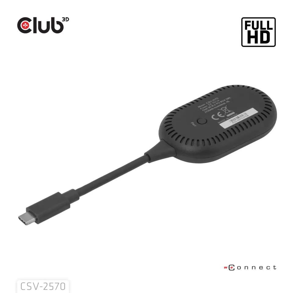 Club3D Bezdrátový adaptér (vysílač) USB-C na HDMI, Full HD, dosah 25m