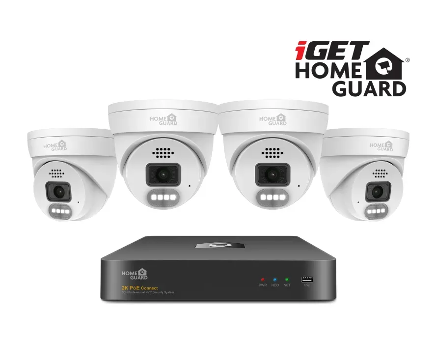iGET HOMEGUARD HGNVK84804 - kamerový PoE set 2K NVR 8CH + 4x venkovní kamera se