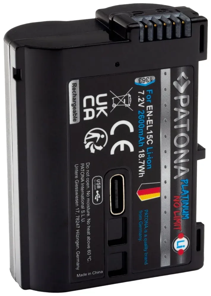 PATONA baterie pro foto Nikon EN-EL15C 2600mAh Li-Ion Platinum USB-C nabíjení