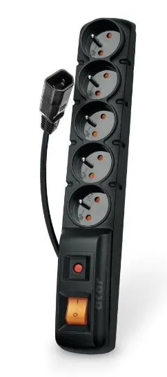 Acar F5 IEC 3m kabel, 5 zásuvek, přepěťová ochrana, C14 do UPS, černý