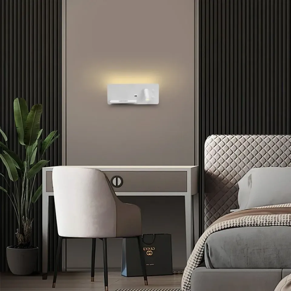 IMMAX LED Be PREPARE 4v1, bodové svítidlo s Qi nabíjením, USB, bílé, varianta levá