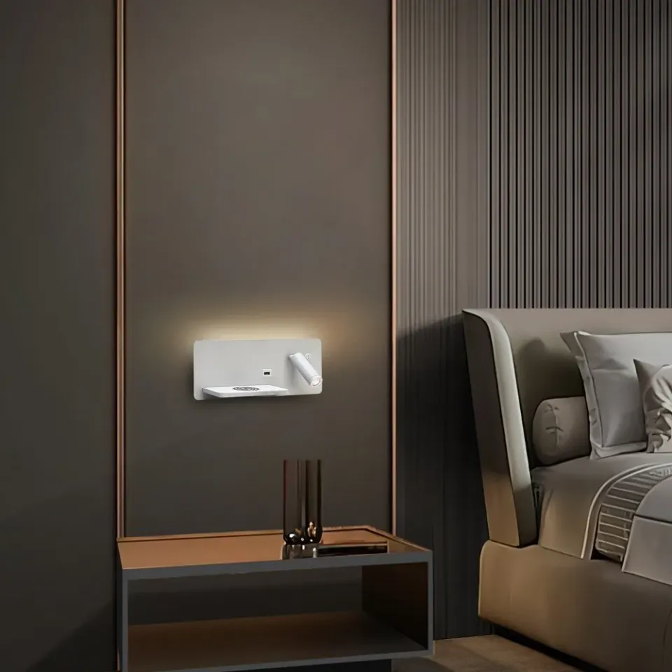 IMMAX LED Be PREPARE 4v1, bodové svítidlo s Qi nabíjením, USB, bílé, varianta levá
