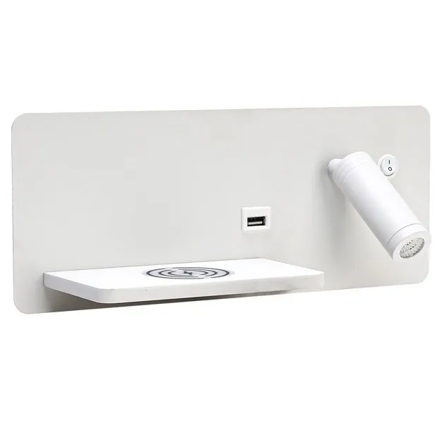 IMMAX LED Be PREPARE 4v1, bodové svítidlo s Qi nabíjením, USB, bílé, varianta levá