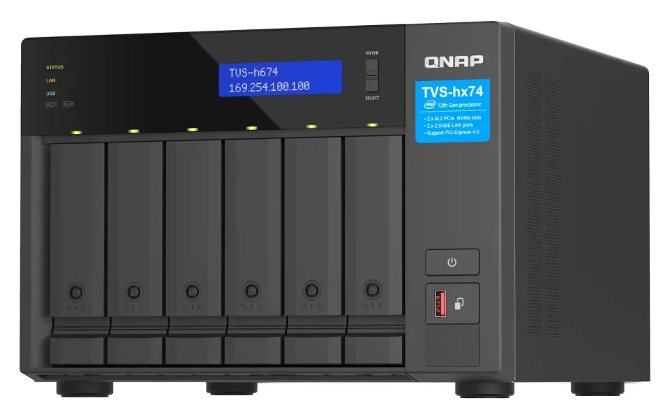 QNAP TVS-h674-i5-32G (6core 4,4GHz, ZFS, 32GB RAM, 6x SATA, 2x M.2 NVMe, 2x PCIe, 2x 2,5GbE, HDMI)