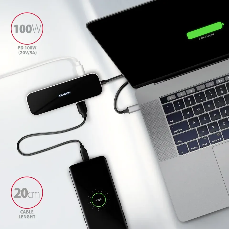 AXAGON HMC-6GL, USB 3.2 Gen 1 hub, porty 3x USB-A, HDMI 4k/30Hz, RJ-45 GLAN, PD