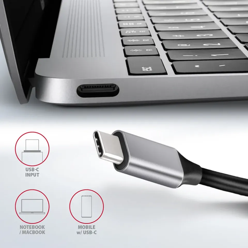AXAGON HMC-6GL, USB 3.2 Gen 1 hub, porty 3x USB-A, HDMI 4k/30Hz, RJ-45 GLAN, PD