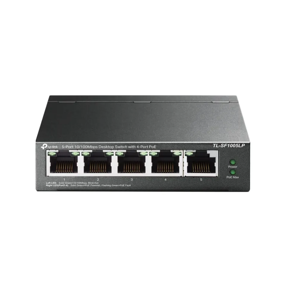 TP-Link switch TL-SF1005LP v3.40 (P/N:1700000439) (5x100Mb/s, 4xPoE, 41W, fanless)