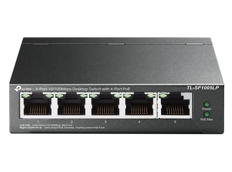 TP-Link switch TL-SF1005LP v3.40 (P/N:1700000439) (5x100Mb/s, 4xPoE, 41W, fanless)