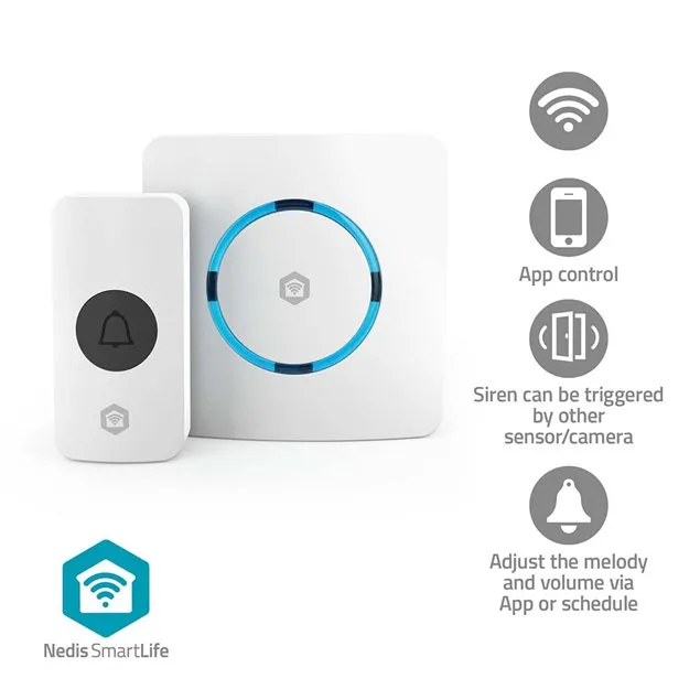 Nedis WIFIDB11CWT - SmartLife Zvonek| RF, frequency 433 Mhz / Wi-Fi | Síťové nap