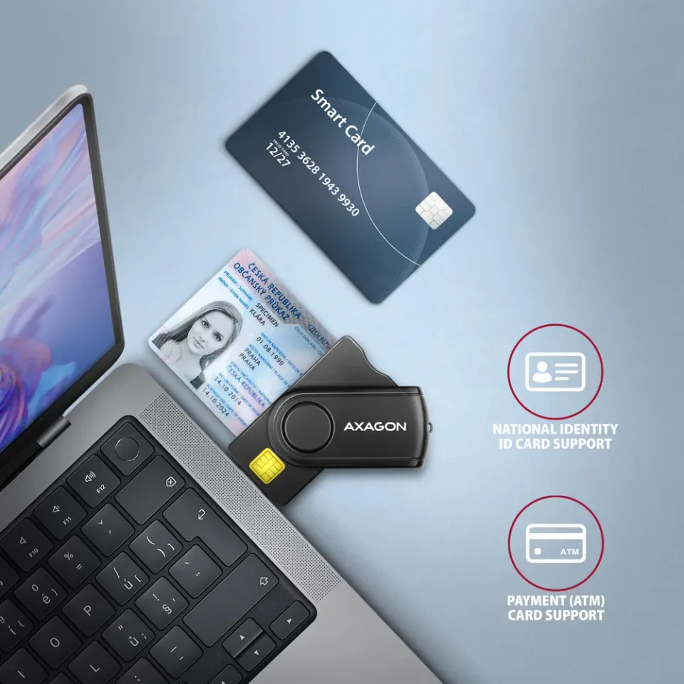 AXAGON CRE-SMP2A USB-A 4-SLOT SMART CARD POCKETREADER ČTEČKA (eObčanka)