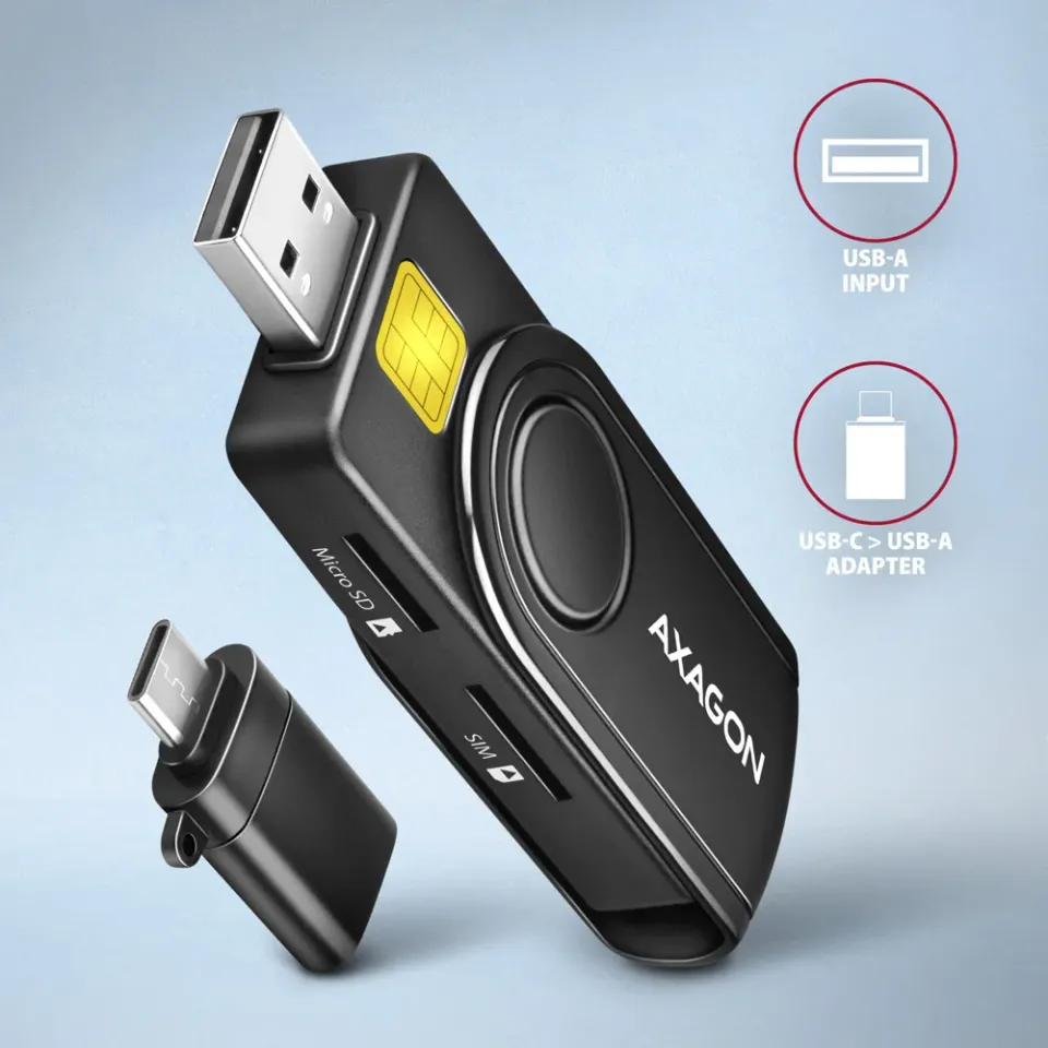 AXAGON CRE-SMP2A USB-A 4-SLOT SMART CARD POCKETREADER ČTEČKA (eObčanka)