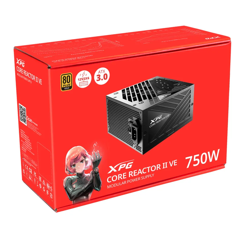 ADATA XPG zdroj CORE REACTOR II VE 750W, 80+ GOLD, Plně Modularní, ATX 3.1