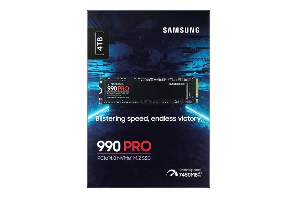 SAMSUNG 990 PRO 4TB PCIe 4.0 NVMe SSD M.2 PCIe 4.0 x4 NVMe 2.0 (čtení max. 7450MB/s, zápis max. 6900MB/s)