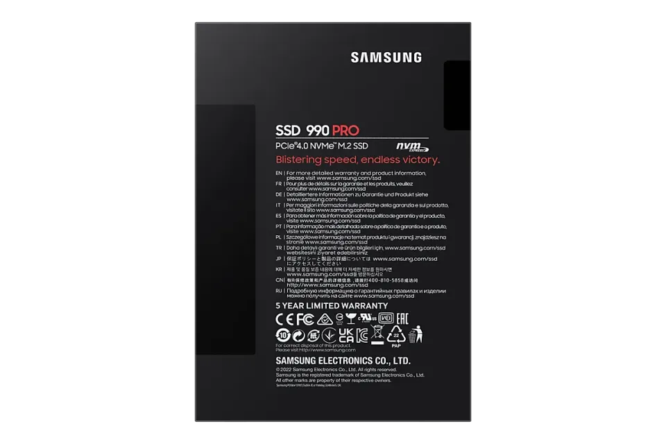 SAMSUNG 990 PRO 4TB PCIe 4.0 NVMe SSD M.2 PCIe 4.0 x4 NVMe 2.0 (čtení max. 7450MB/s, zápis max. 6900MB/s)