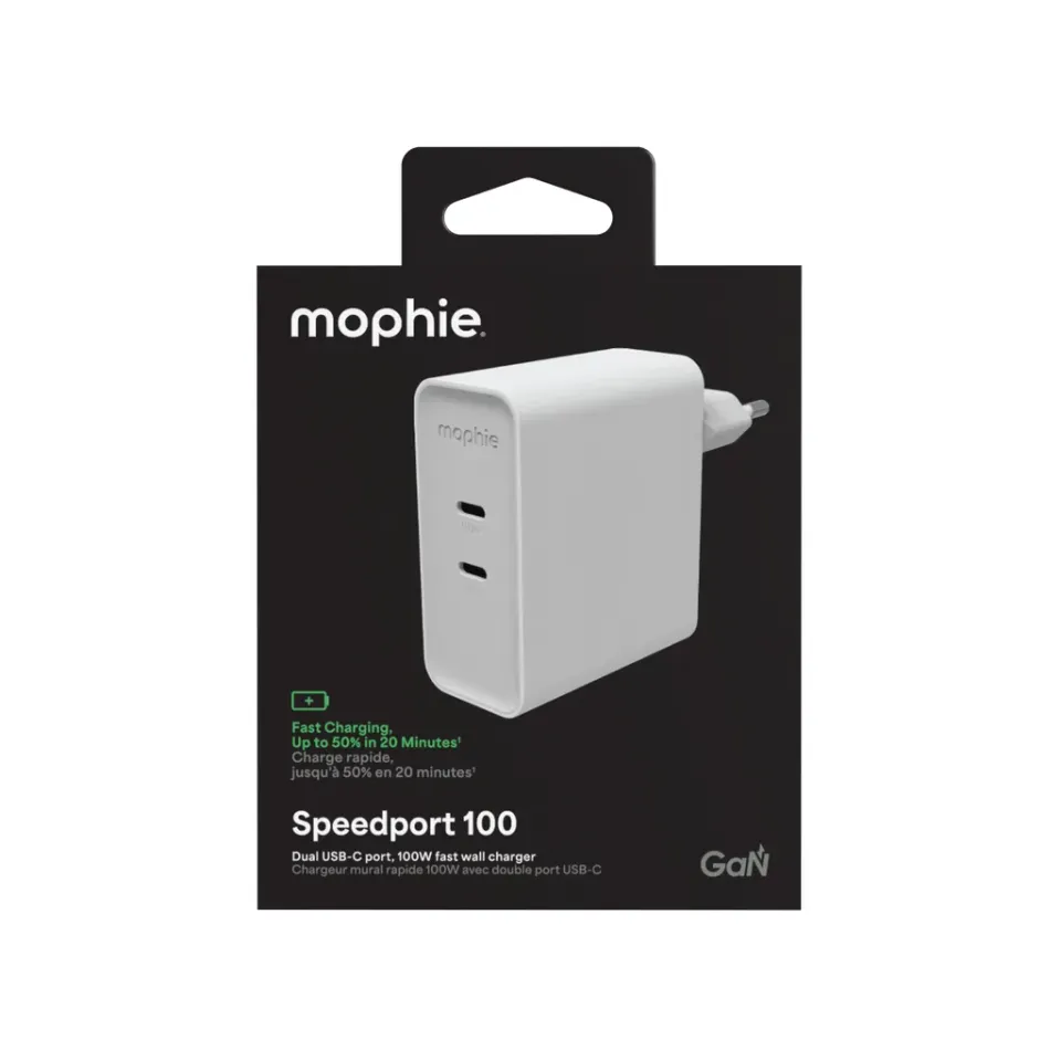 Power Adapter GaN USB-C Dual 100W White