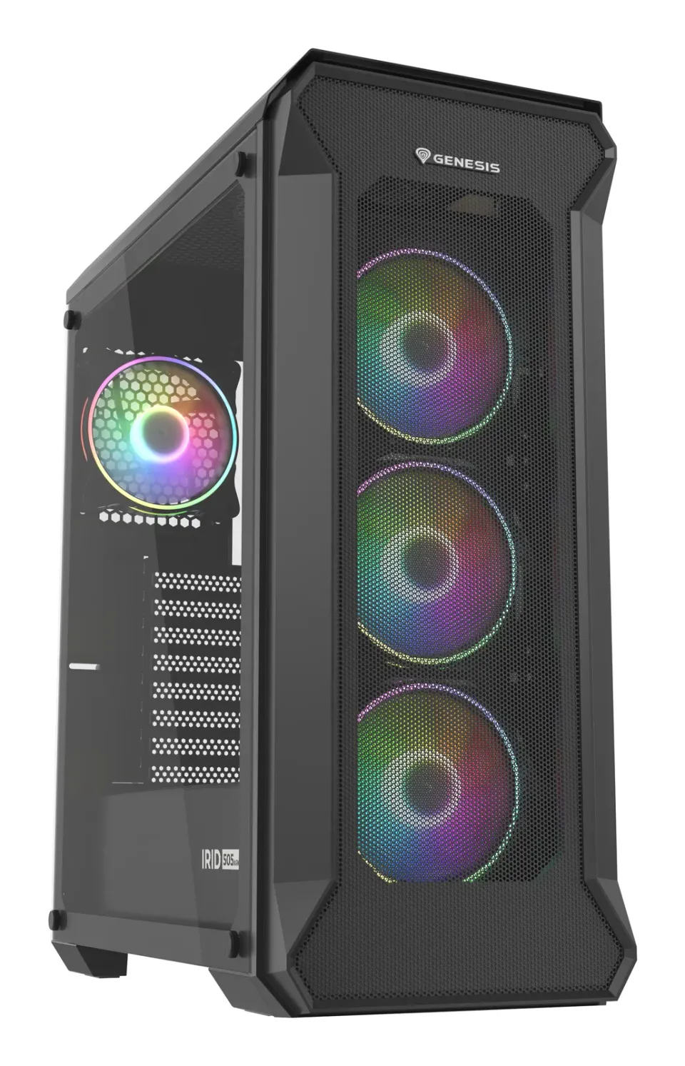 Počítačová skříň Genesis IRID 505 ARGB V2/Midi Tower/Transpar./Černá