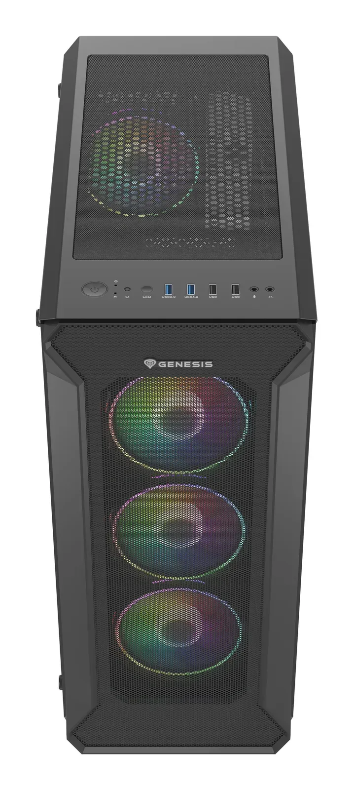 Počítačová skříň Genesis IRID 505 ARGB V2/Midi Tower/Transpar./Černá