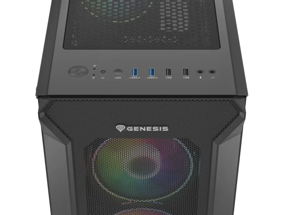 Počítačová skříň Genesis IRID 505 ARGB V2/Midi Tower/Transpar./Černá