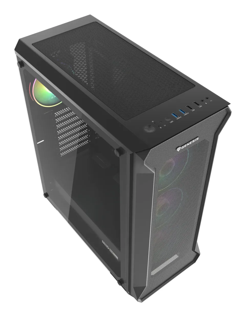 Počítačová skříň Genesis IRID 505 ARGB V2/Midi Tower/Transpar./Černá