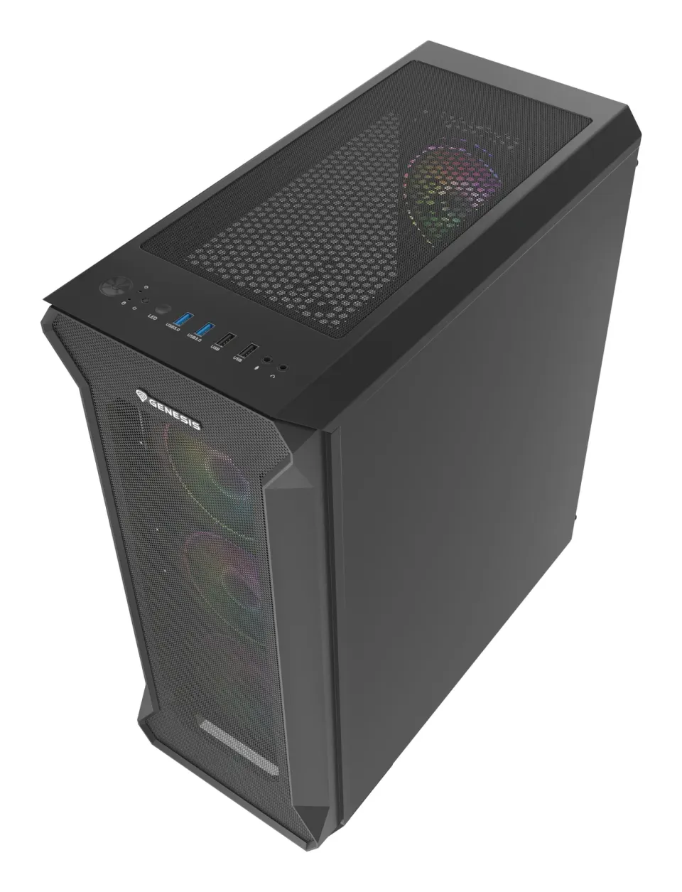Počítačová skříň Genesis IRID 505 ARGB V2/Midi Tower/Transpar./Černá