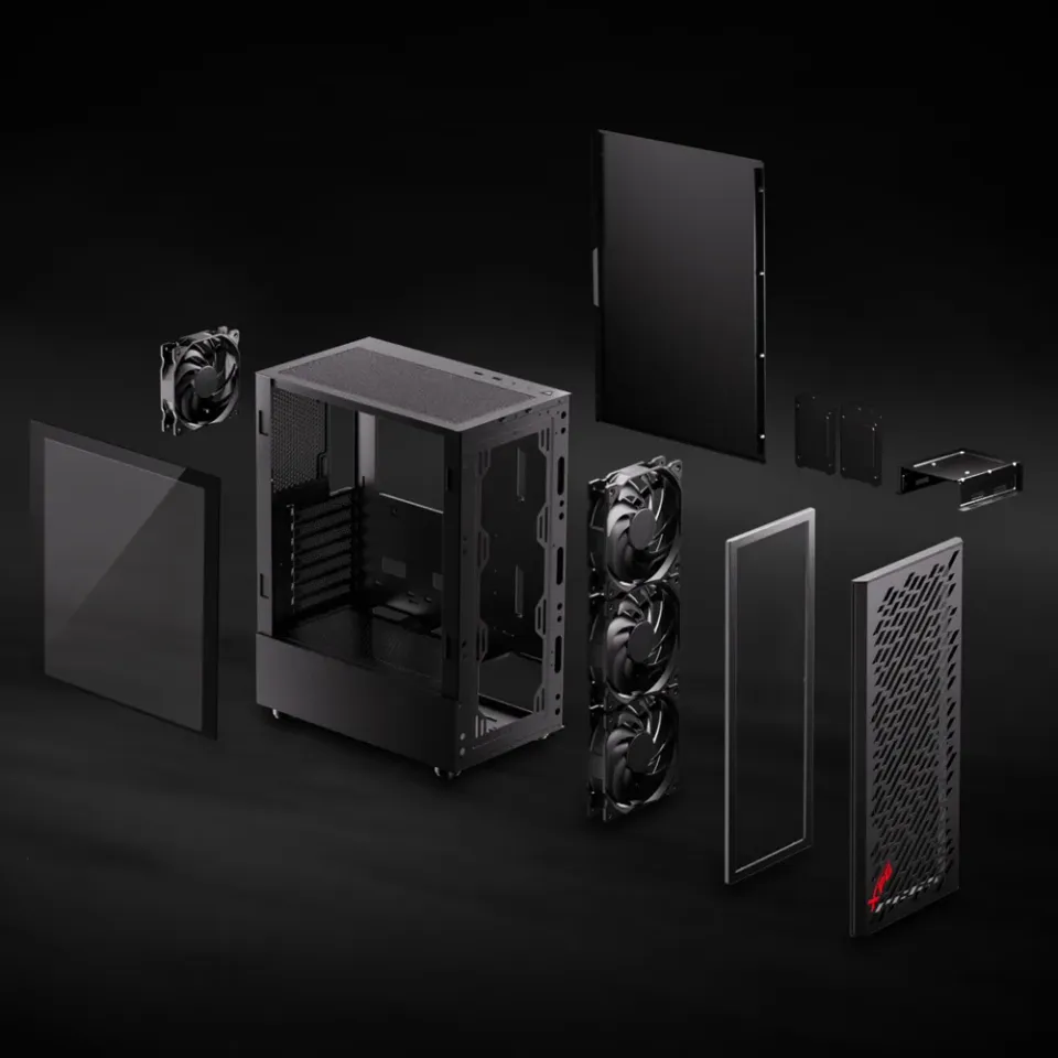 Adata XPG VALOR AIR/Midi Tower/Transpar./Černá