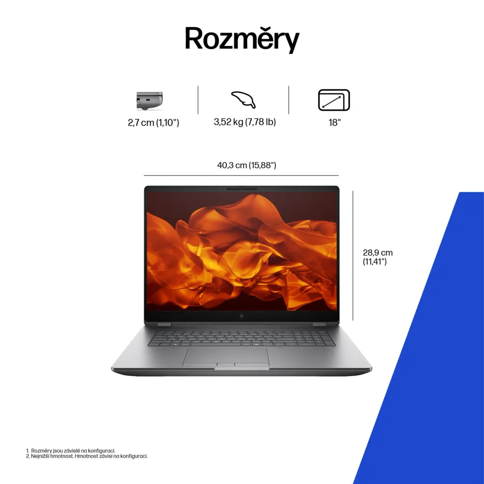 HP NTB Zbook Fury 18 G1i Ultra 9 285HX, RTX PRO 3000 12GB Bl, 1x32GB, 1TGB,WQXGA 500n,WiFi7,BT,FpS,SCR,Win11Pro,3y pur