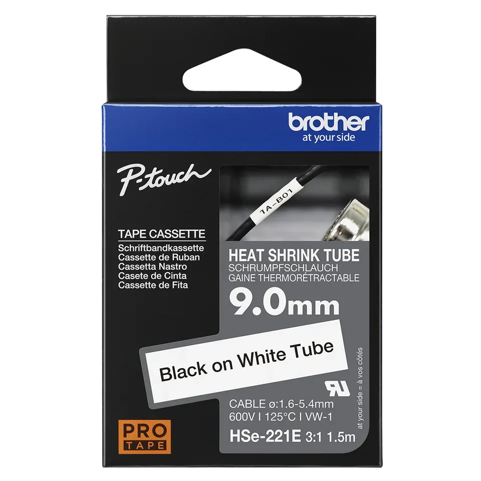 Brother - HSe-221E, bužírka bílá / černá (9 mm)