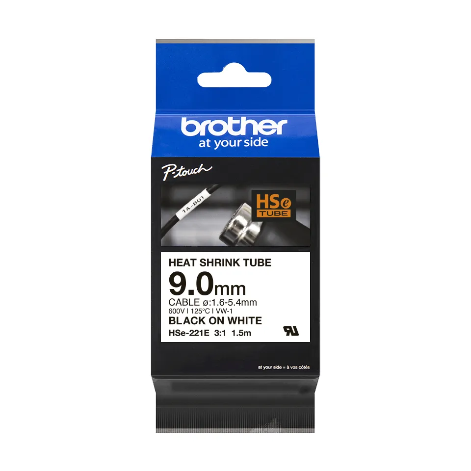 Brother - HSe-221E, bužírka bílá / černá (9 mm)