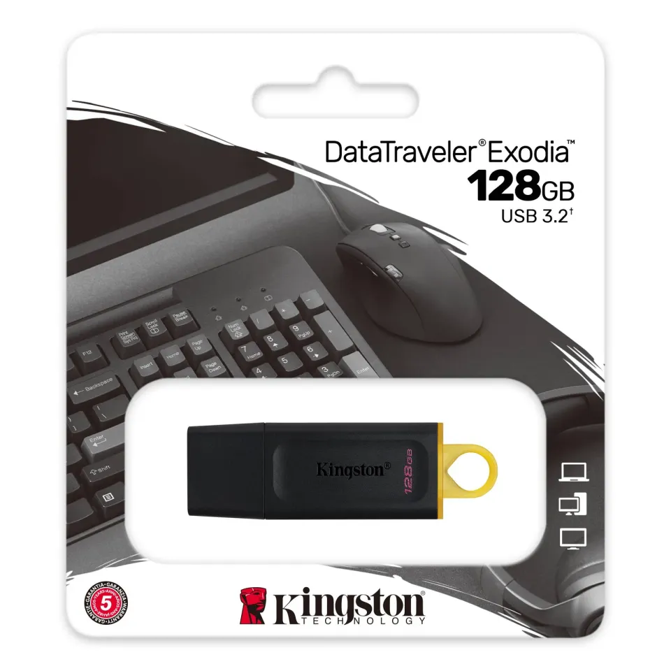 KINGSTON 128GB USB3.2 Gen1 DataTraveler Exodia (Black + Yellow)