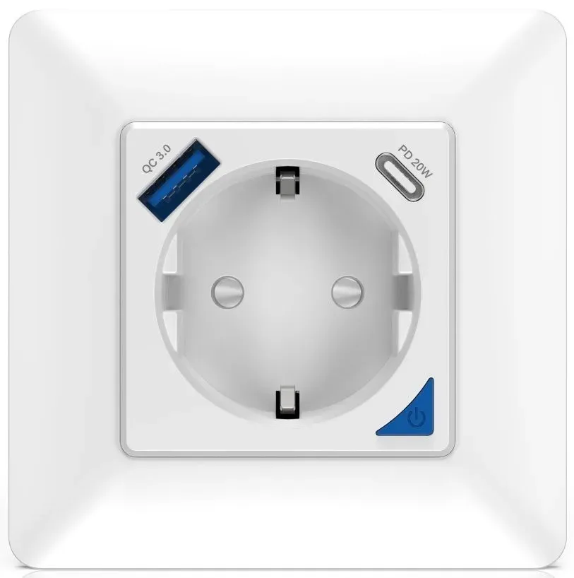 IMMAX NEO SMART chytrá vnitřní zásuvka bez kolíku (typ F)/ 16A/ 1x USB/ 1x USB-C/ PD 20W/ Zigbee/ LIDL/ TUYA